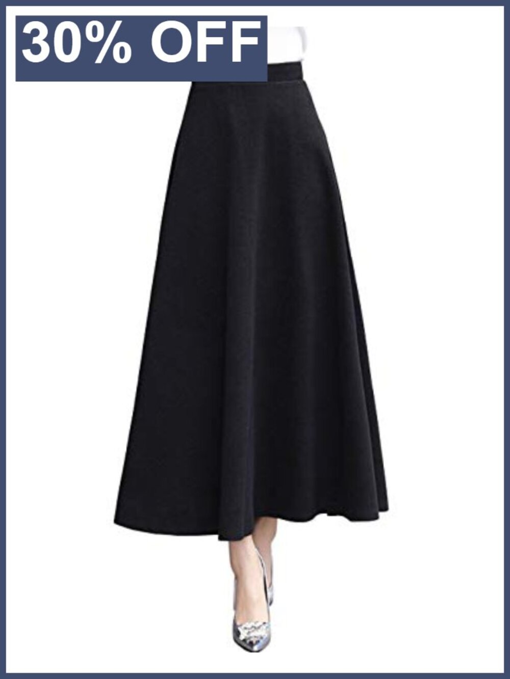 Women's Wool Blend High Waist Flared A-Line Maxi Long Skirt